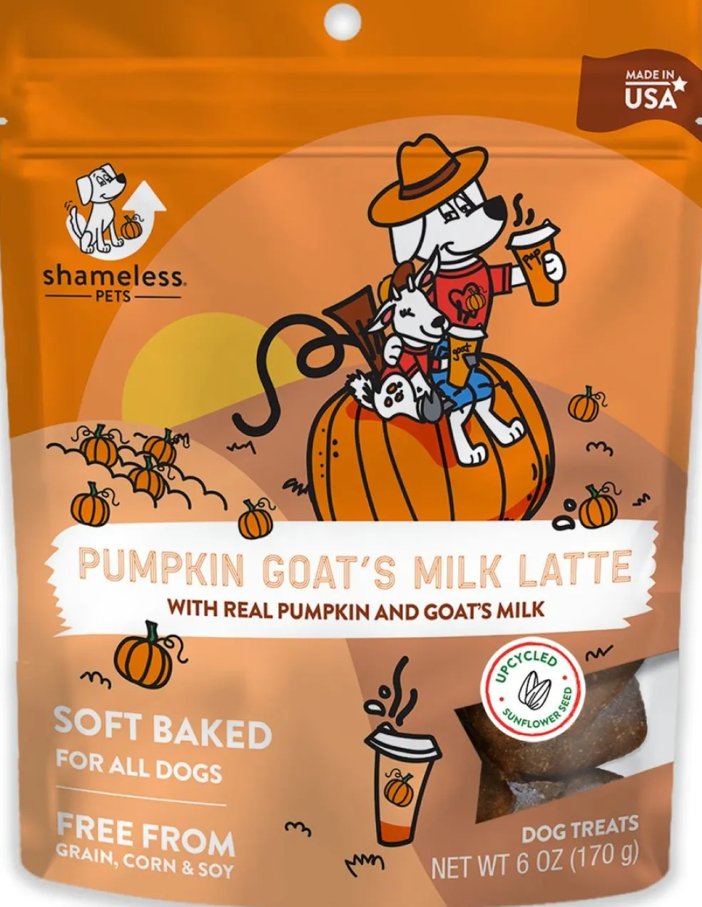 Shameless Pets Pumpkin Goat's Milk Latte Soft Baked Treats For Dogs (6 oz)