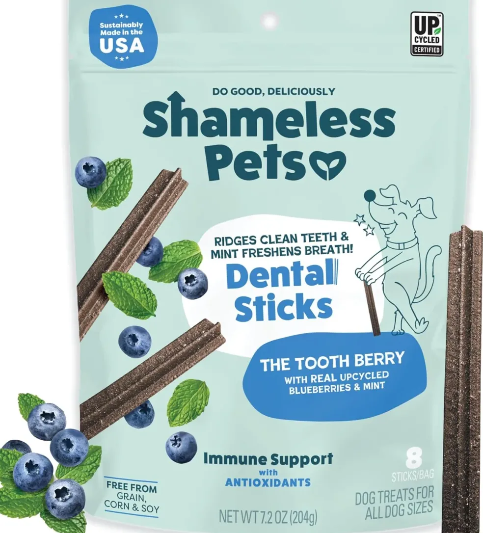 Shamless Pets The Tooth Berry Dental Sticks Treats For Dogs (7.2 oz)