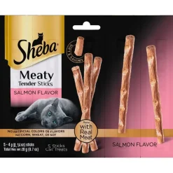 Sheba Grain Free Meaty Tender Sticks with Salmon Cat Treats, 0.14-oz, 5-stciks