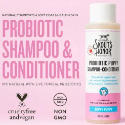 Skout's Honor Happy Puppy Probiotic & Dog Shampoo & Conditioner, 16-oz