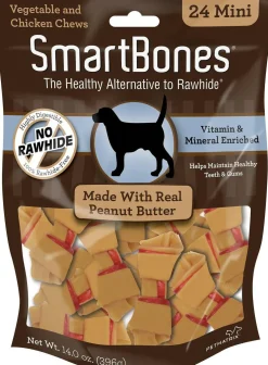 SmartBones Peanut Butter Chew Bones (24 mini bones)