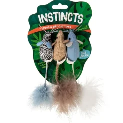 SmartyKat Instincts Catnip Caravan Plush Mice with Feather Tails Cat Toys, 3-count