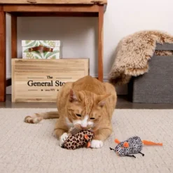 SmartyKat Instincts Safari Creepers Refillable Plush Rat Cat Toys, 2-count