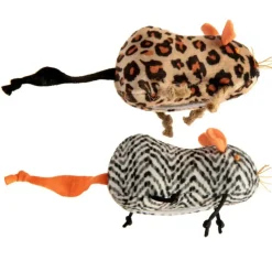 SmartyKat Instincts Safari Creepers Refillable Plush Rat Cat Toys, 2-count
