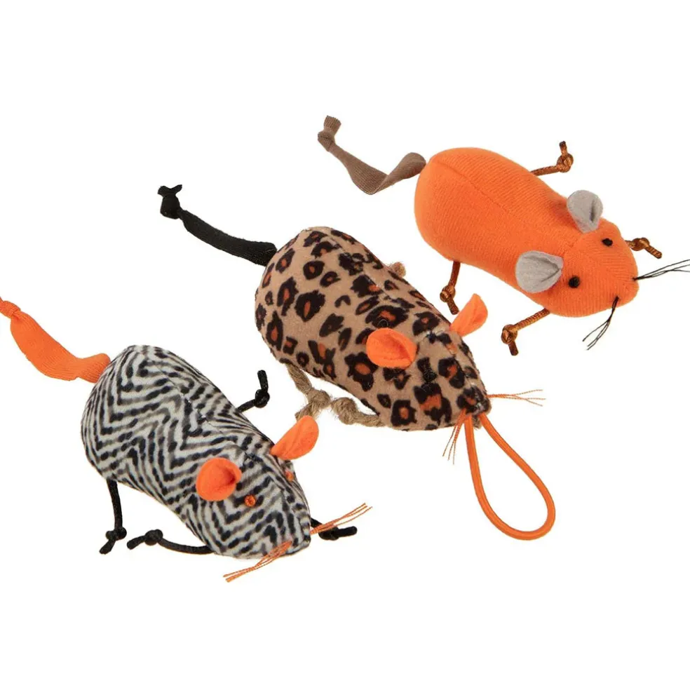 SmartyKat Instincts Safari Sneakers Mice Cat Toys, 3-count
