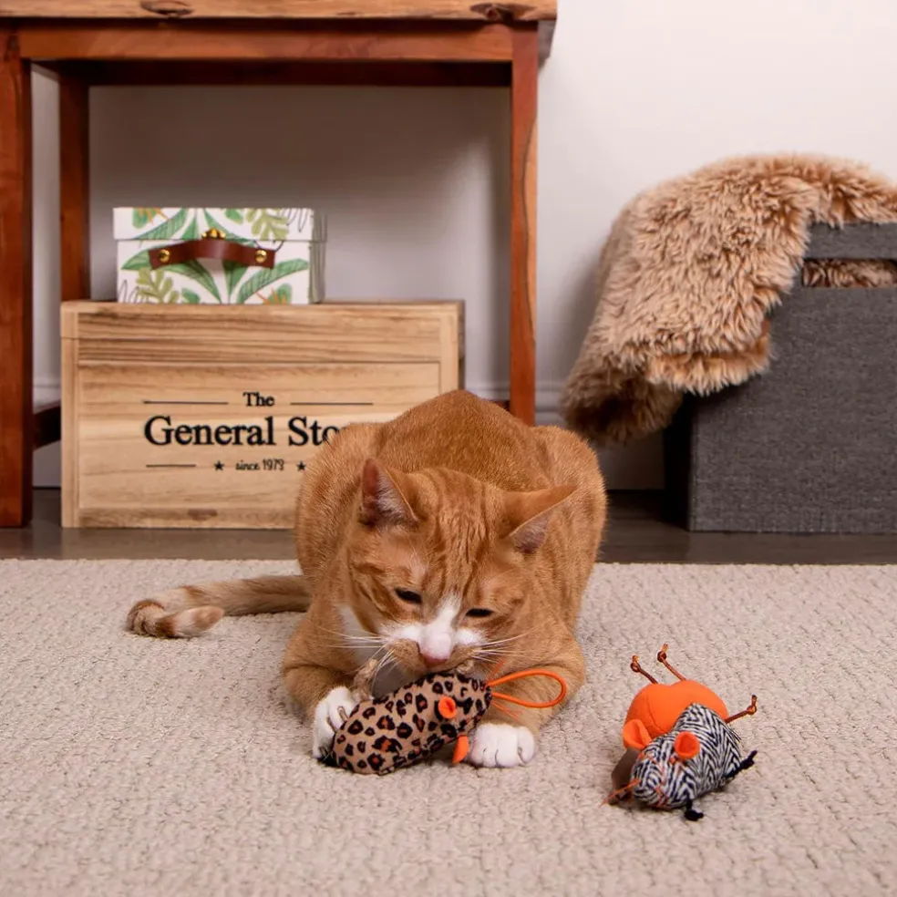 SmartyKat Instincts Safari Sneakers Mice Cat Toys, 3-count