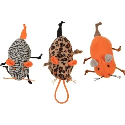 SmartyKat Instincts Safari Sneakers Mice Cat Toys, 3-count