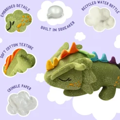 Snugarooz Drowsy Dragon Green Crinkle & Squeak Dog Toy (14