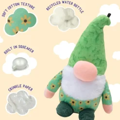 Snugarooz Gnome Crinkle & Squeak Plush Dog Toy