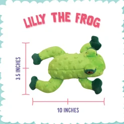 Snugarooz Lilly the Frog Green Durable Plush Dog Toy (10