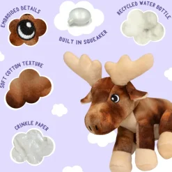 Snugarooz Marty the Moose Squeakers Crinkle Soft Plush Dog Toy (8")