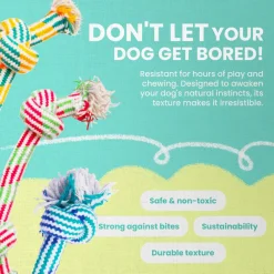 SnugArooz Puppy Fun Rope Dog Toy, Assorted Colors, 7"