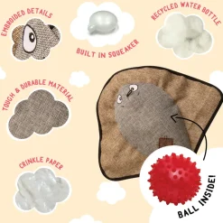 Snugarooz Sally the Stingray 2-in-1 Tough & Durable Dog Toy with Hidden Ball