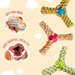 Snungarooz Fling N Fun Strong Rubber & Rope Chew Dog Toy (7