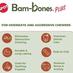 Spot Bam-Bones Dental Chew Toy For Dogs Bacon Flavor, 6.5