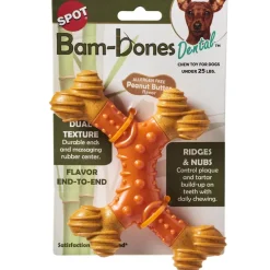 Spot Bam-Bones Dental X-Bone Peanut Butter Flavor Dog Chew Toy