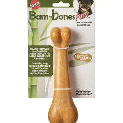 Spot Bam-Bones Plus Dino Bone Peanut Butter Flavor Dog Chew Toy, 7.25"