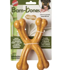 Spot Bam-Bones Plus Double WishBone Peanut Butter Flavor Dog Chew Toy, 7"