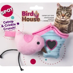 Spot Bird House Crinkly Catnip Cat Toys, assorted colors (2 pack)