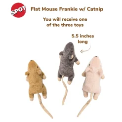 Spot Flat Mouse Frankie with Nip Catnip Toy, Assorted Colors