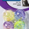 Spot Lattice Ball with Bell Cat Toy Multi-Color, 4-pack