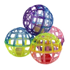 Spot Lattice Ball with Bell Cat Toy Multi-Color, 4-pack