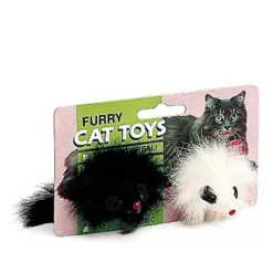 Spot Twin Plush Mice Rattle & Catnip Toy, Black & White Twin Pack