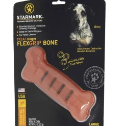 Starmark FLEXGRIP Treat Ringer Bone, Red, Large