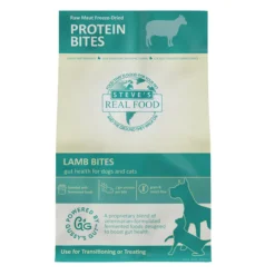 Steve's Real Food Lamb Protein Bites Gut Boosting Bites for Cats & Dogs (4 oz)