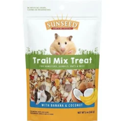 Sunseed Trail Mix Treat with Banana & Coconut for Hamsters, Gerbils, Rats & Mice, 5-oz