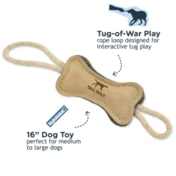 Tall Tails Natural Leather Bone Tug Toy for Dogs