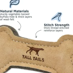 Tall Tails Natural Leather Bone Tug Toy for Dogs