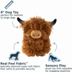 Tall Tails Plush Highland Cow Dog Toy, 8"