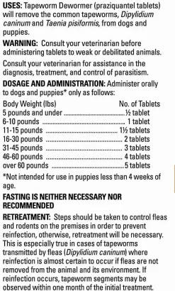 Tapeworm Dewormer for Dogs (5 Tablets)