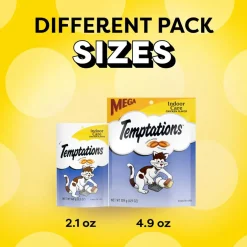 Temptations Indoor Care Chicken Flavor Soft & Crunchy Treats for Cats, 2.1-oz