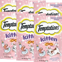 Temptations Salmon & Dairy Flavor Crunchy & Soft Kitten Treats, 3-oz