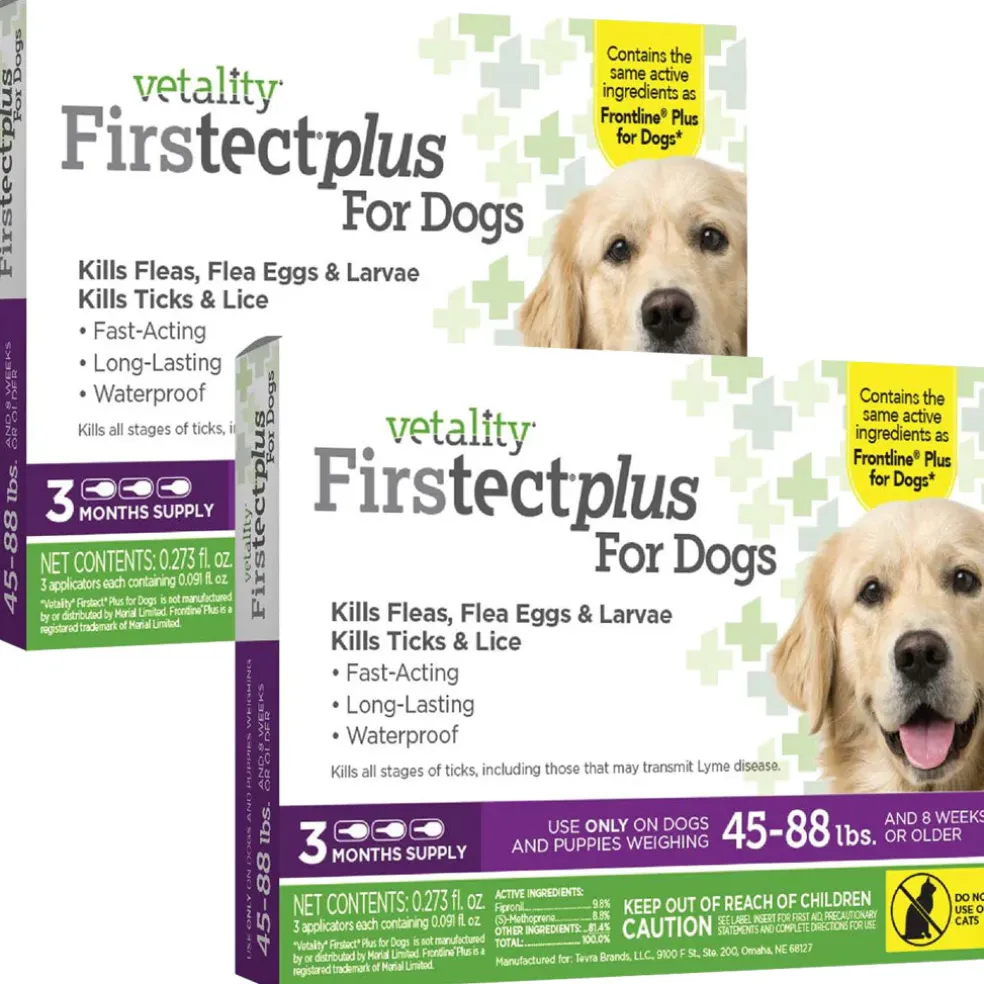 TevraPet Vetality Firstect Plus Flea & Tick Treatment for Dogs, 45-88 lbs