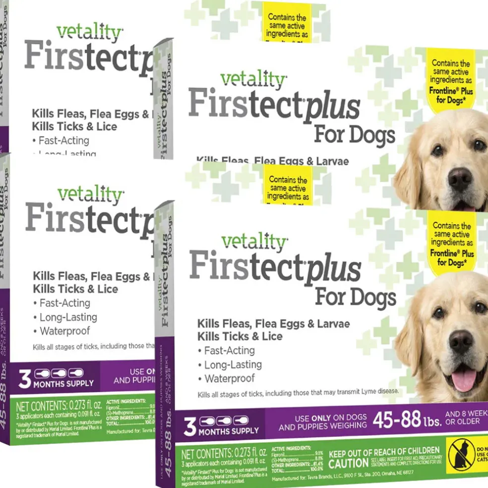 TevraPet Vetality Firstect Plus Flea & Tick Treatment for Dogs, 45-88 lbs