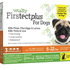 TevraPet Vetality Firstect Plus Flea & Tick Treatment for Dogs, 6-22 lbs