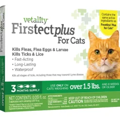 TevraPet Vetality Firstect Plus Flea & Tick Treatment for Cats, Over 1.5 lbs