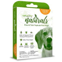 TevraPet Vetality Naturals Flea and Tick Topical for Dogs, 3-doses