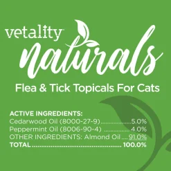 TevraPet Vetality Naturals Flea & Tick Topical for Cats of All Weights, 3 dose