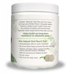 TevraPet Vetality Naturals Oral Flea & Tick Chews for Dogs, Chicken Flavor, 120 count
