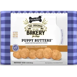 Three Dog Bakery Puppy Butters Sandwich Cookie with Real Peanut Butter Treats For Dogs (11.8 oz)