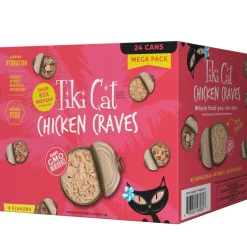 Tiki Cat Chicken Craves Favorites Grain-Free Wet Food For Cats -Mega Pack (2.8 oz x 24 cans)