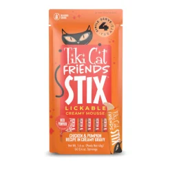 Tiki Cat Friends Stix Chicken & Pumpkin Recipe in Creamy Gravy Lickable Cat Treats (0.4 oz x 4 servings)