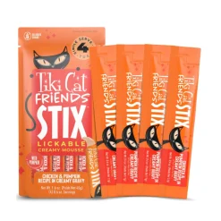 Tiki Cat Friends Stix Chicken & Pumpkin Recipe in Creamy Gravy Lickable Cat Treats (0.4 oz x 4 servings)