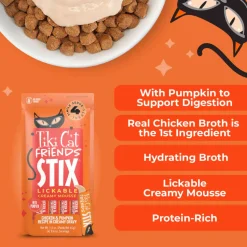 Tiki Cat Friends Stix Chicken & Pumpkin Recipe in Creamy Gravy Lickable Cat Treats (0.4 oz x 4 servings)