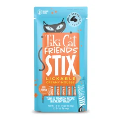 Tiki Cat Friends Stix Tuna & Pumpkin Recipe in Creamy Gravy Lickable Cat Treats (0.4 oz x 4 servings)