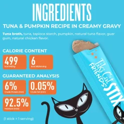 Tiki Cat Friends Stix Tuna & Pumpkin Recipe in Creamy Gravy Lickable Cat Treats (0.4 oz x 4 servings)